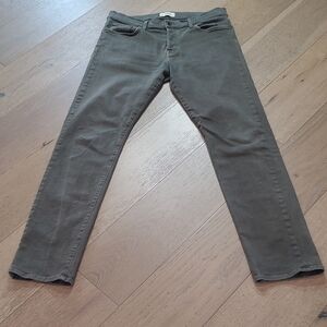 Baldwin Kansas City The Henley Slim Leg Jeans Men's sz 34 Green Button Fly Denim